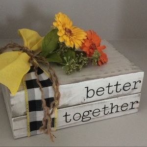 Farmhouse “Better Together” Wooden Book Stack